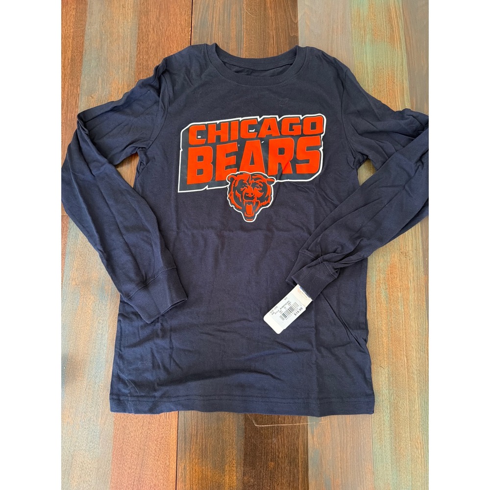 NFL Team Apparel Chicago Bears Boys Long Sleeve T-Shirt Navy Blue Size L 12/14